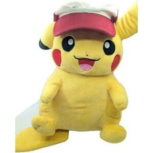 Pokemon Center Pikachu Plush 12" Wearing Trainer Hat 2017 Exclusive READ